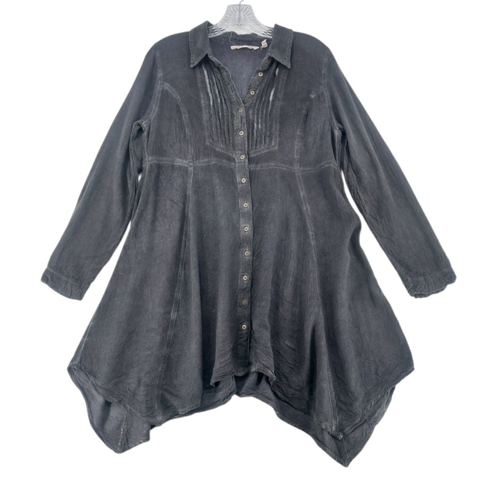 Soft Surroundings Gray Button Down Tunic Dress Size Small